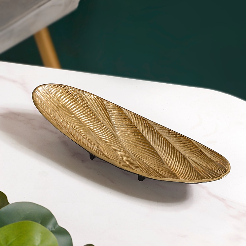 Metal Decorative Platter For Table Gold