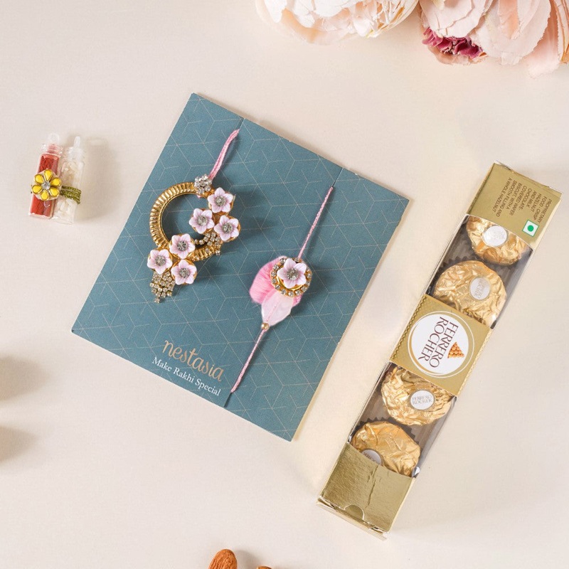 Pink Celebration Pair Rakhi Hamper Set of 3