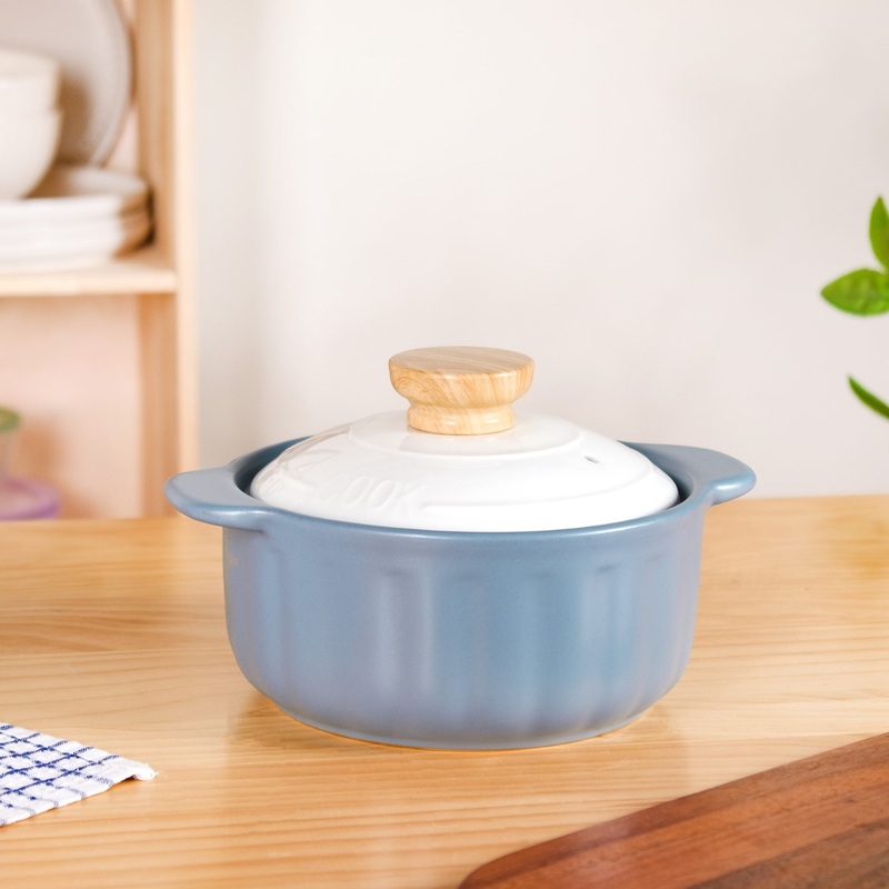 Homebrew Flame Safe Ceramic Stew Pot With Lid Handle 2150ml