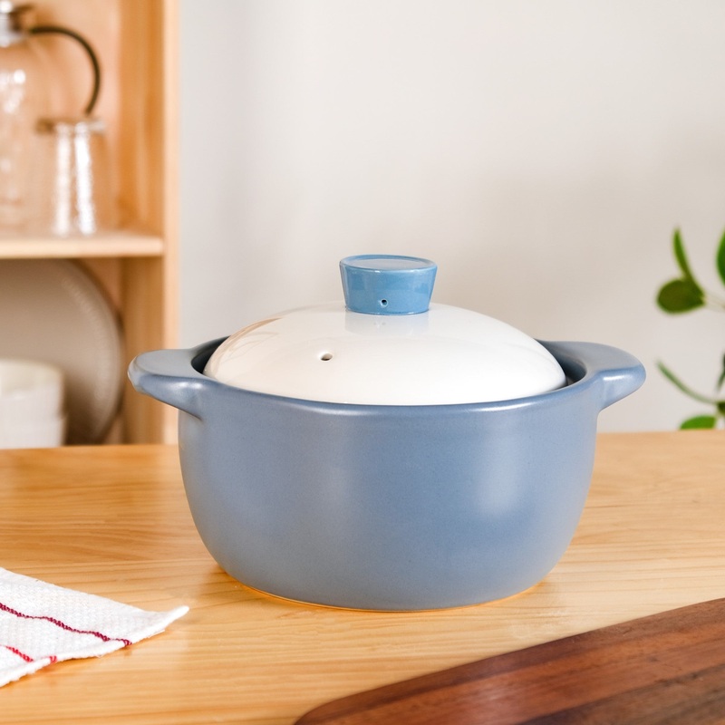 KindlePot Stovetop Ceramic Cookware Blue White 2300ml