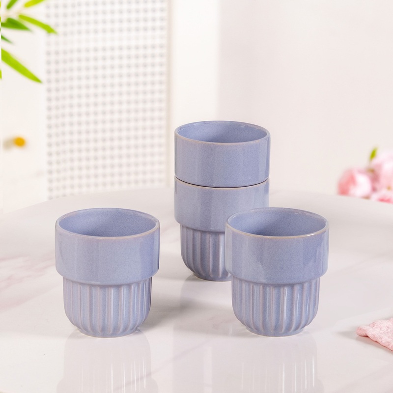Snugsy Lilac Stackable Ceramic Cup Set Of 4 280ml