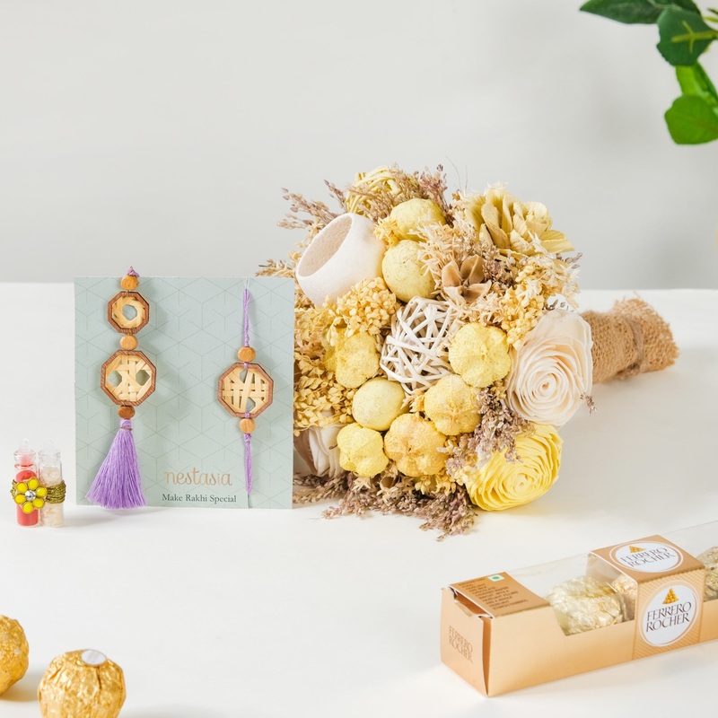 Sustainable Dried Flowers Rakhi Gifts Set Of 4
