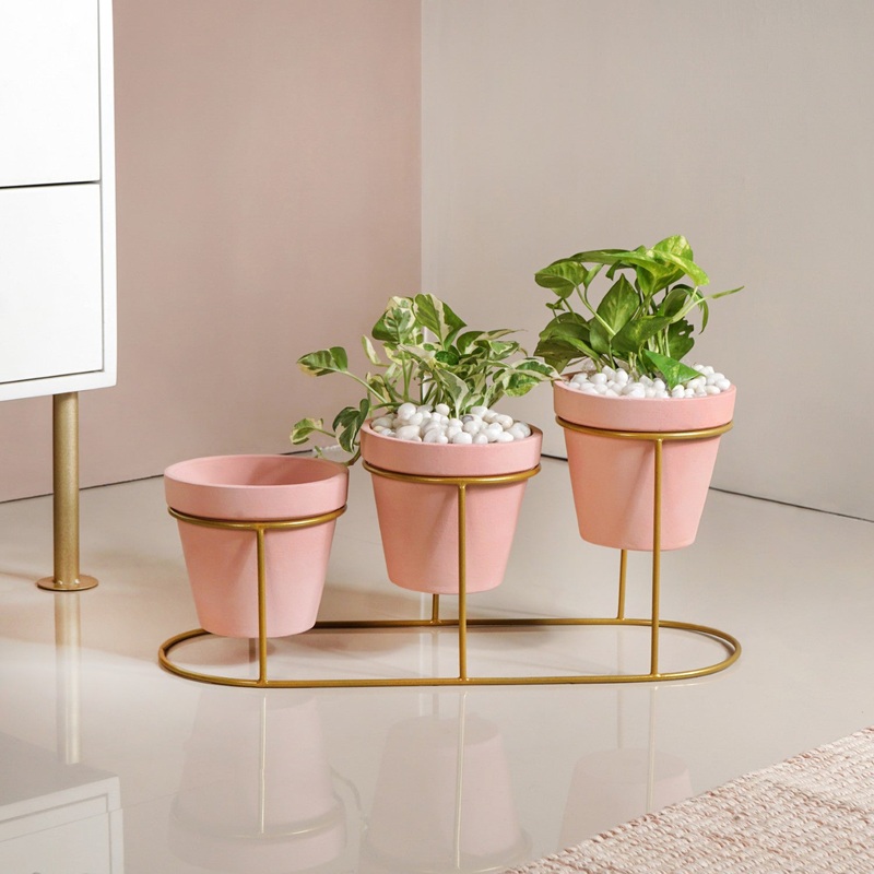 TerraGold Pink Cascade 3 Tier Planter Stand Set