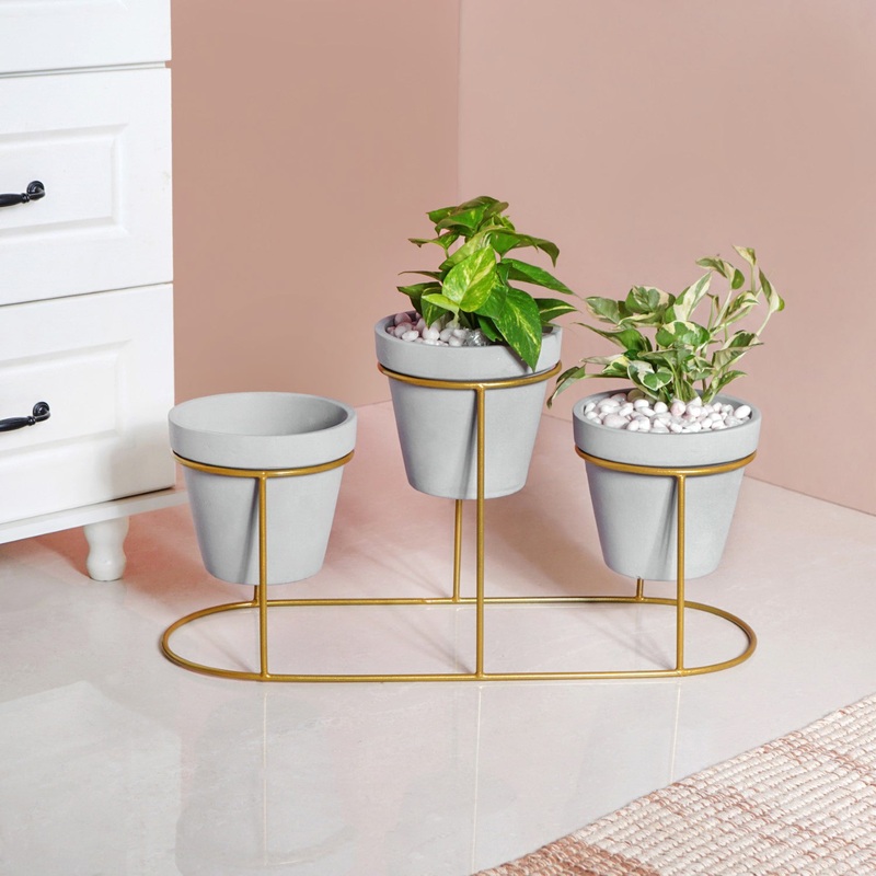 TerraTier Indoor Planter With Stand Grey