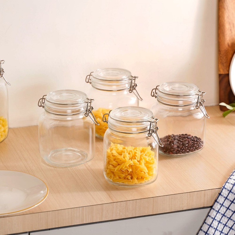 Airtight Glass Jars With Clip Lids Set Of 4 1000ml