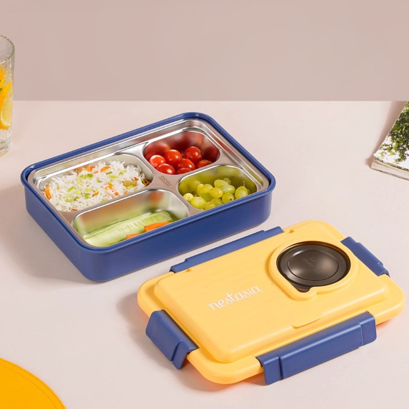 Blue insulated stainless steel tiffin box