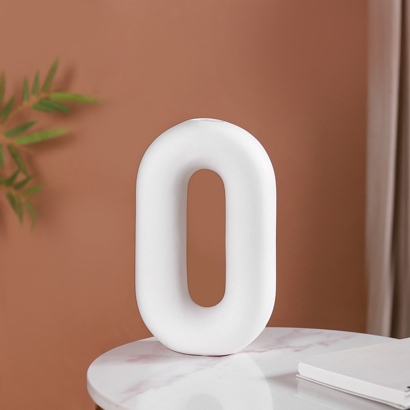 Donut Oval Ceramic Vase White