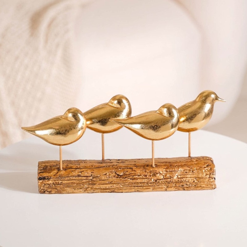 Gold Bird Showpiece With Stand
