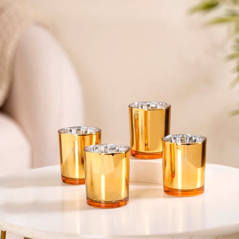 Gold Glass Votive Candle Holder Set Of 4