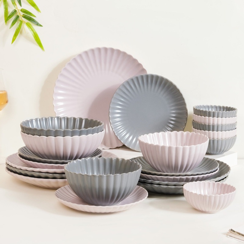 Grey Lavender 22 Piece Daily Dinner Set For 6