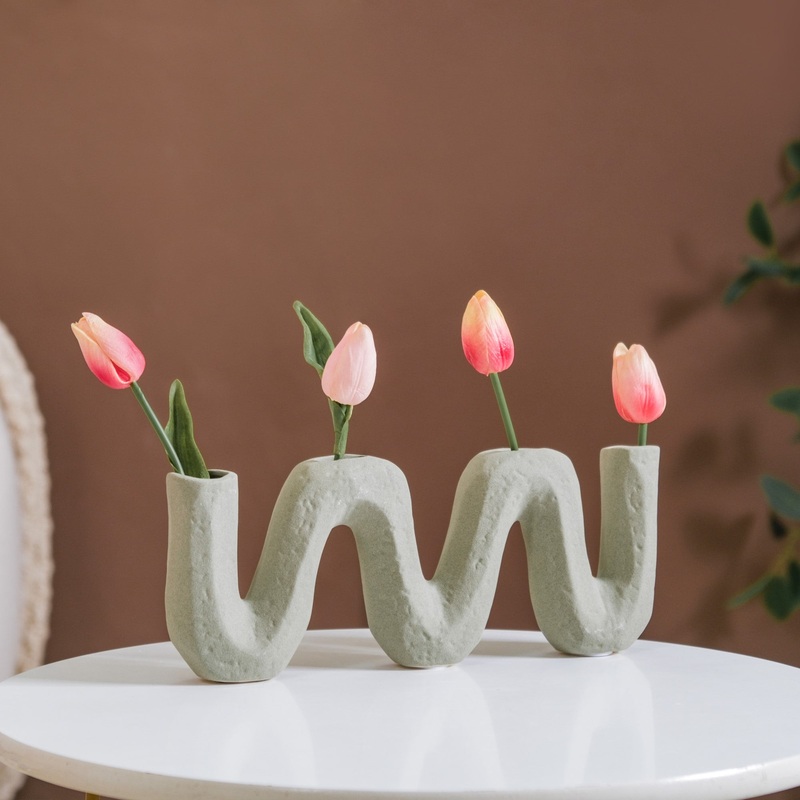 Matte Organic Chevron Vase