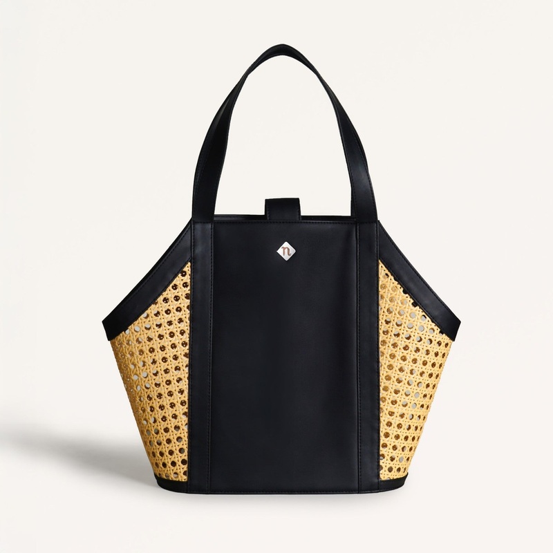 Vintage Rattan Webbing Tote Bag