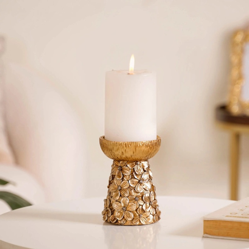 Antique Bronze Floral Candle Holder