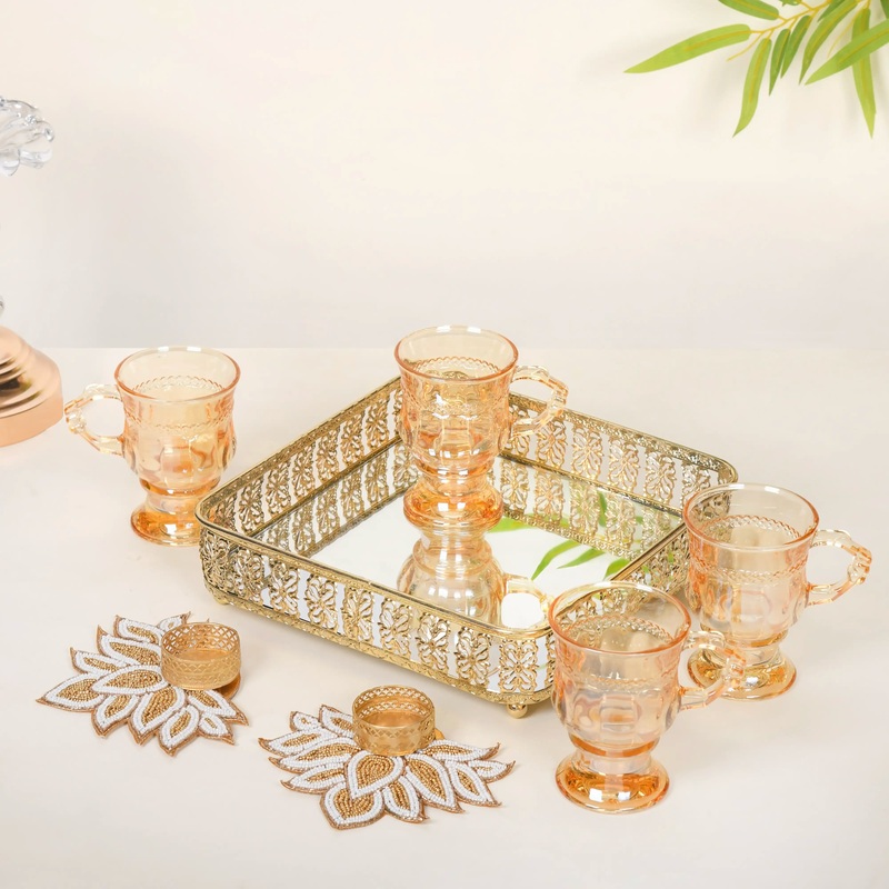 Golden Glass Gift Hamper Set of 4