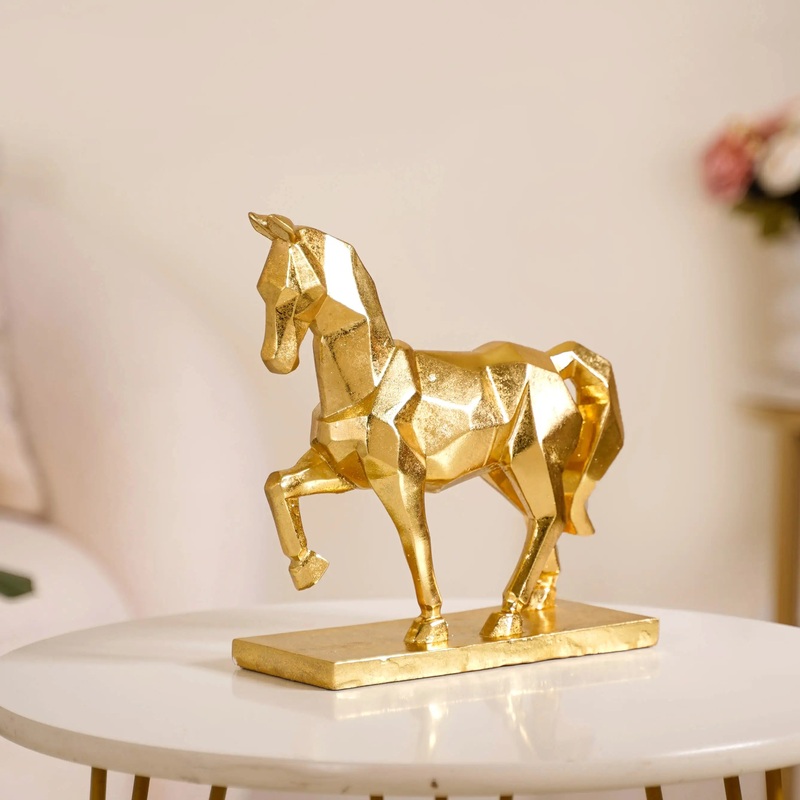 Golden Trotting Horse Decor