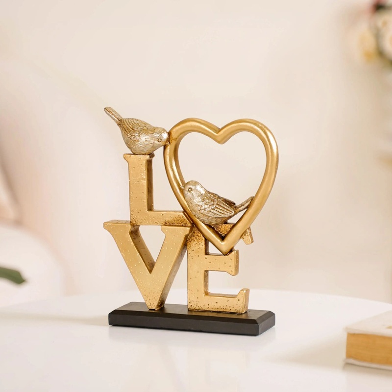 Love Birds Table Showpiece Gold