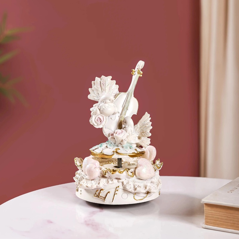 Music Box Rotating Love Decor Showpiece White