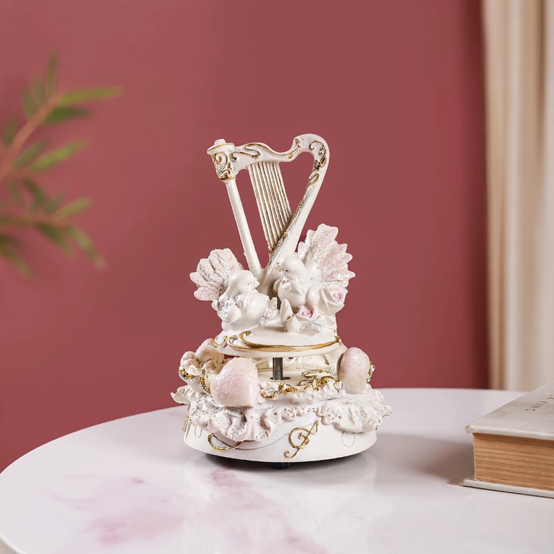 Musical Doves Showpiece Rotating Decor White