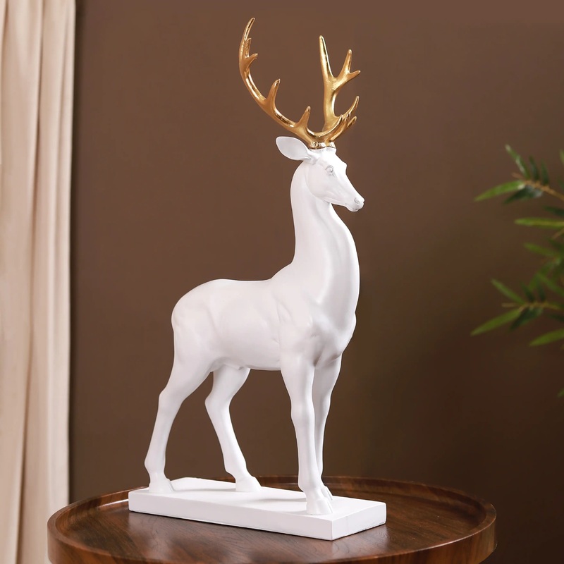 Snow Reindeer Showpiece White Large
