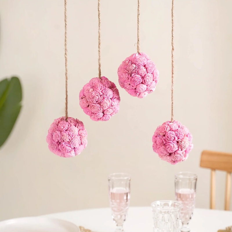 Sustainable Sola Flower Wall Hanging Decor Set of 4 Pink