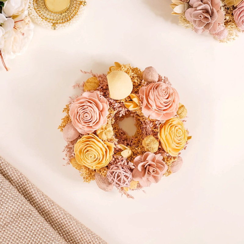 Sustainable Sola Flower Wreath For Wall Decor Yellow