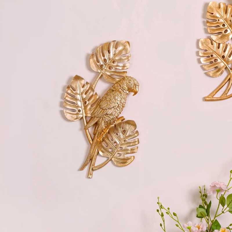 Tropical Parrot Wall Decor Gold