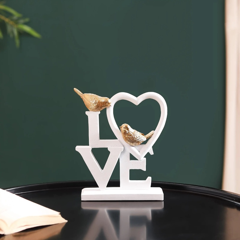 White Love Birds Showpiece