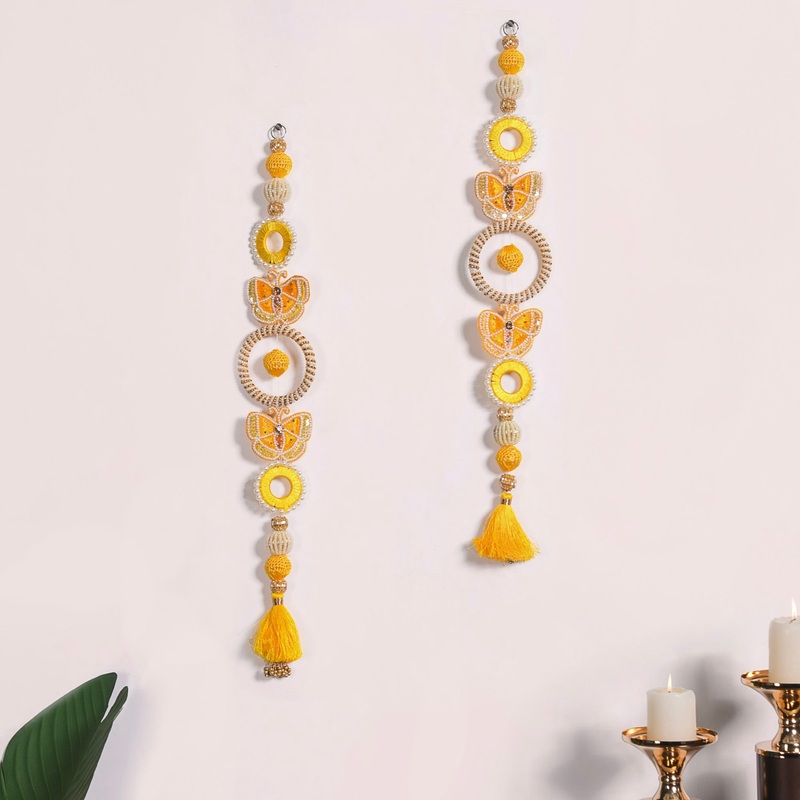 Butterfly Door Hanging Set of 2 Yellow