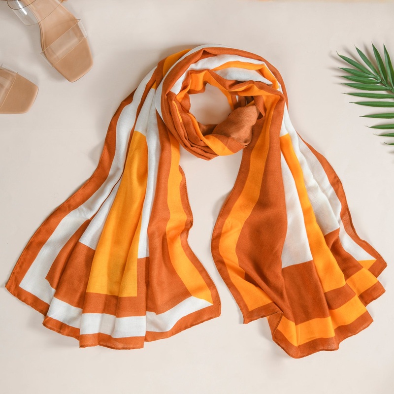 Colour Block Apricot Cotton Stole