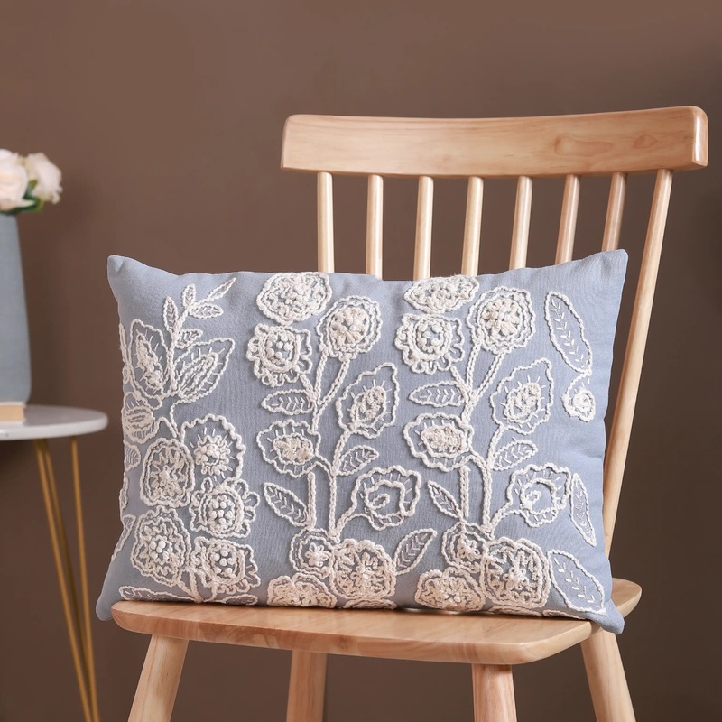 Designer Lumbar Cushion Cover Blue 20x14 inch