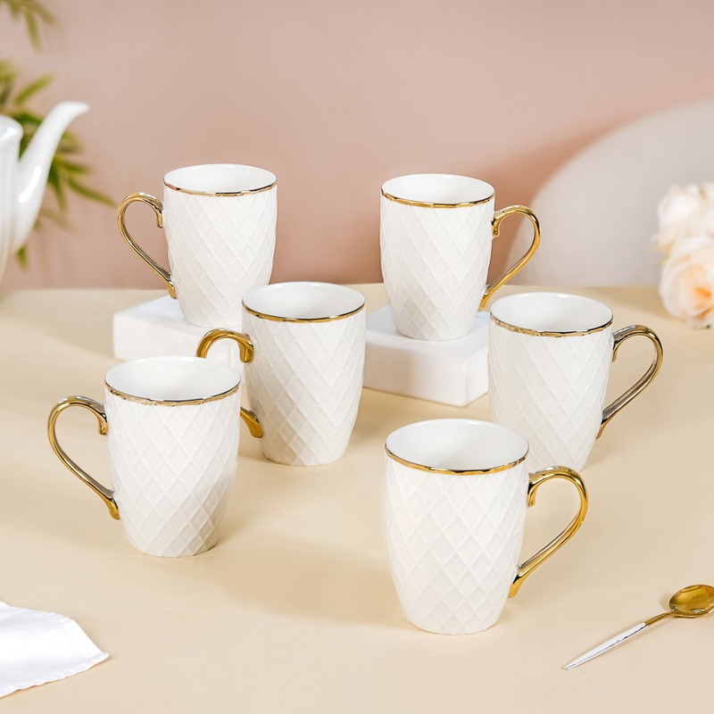 Diamond Embossed Mug Set of 6 330ml