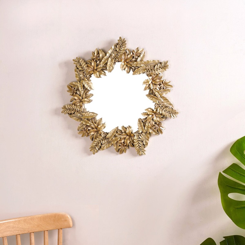 Gilded Leaf Frond Decorative Mirror Gold