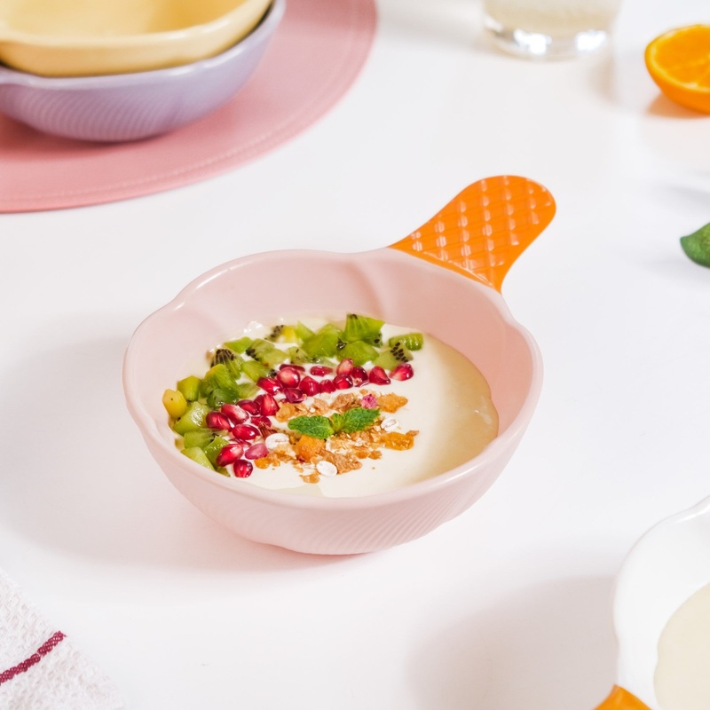 Ice Cream Bowl With Handle Strawberry Pink 400 ml