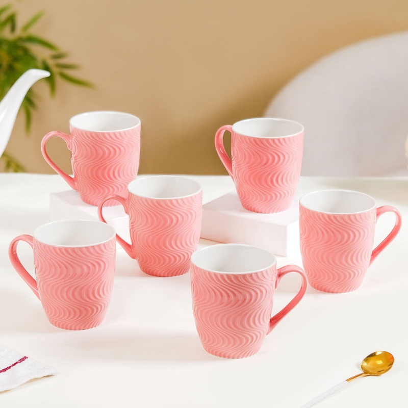 Pink Waves Texture Mug Set Of 6 230ml