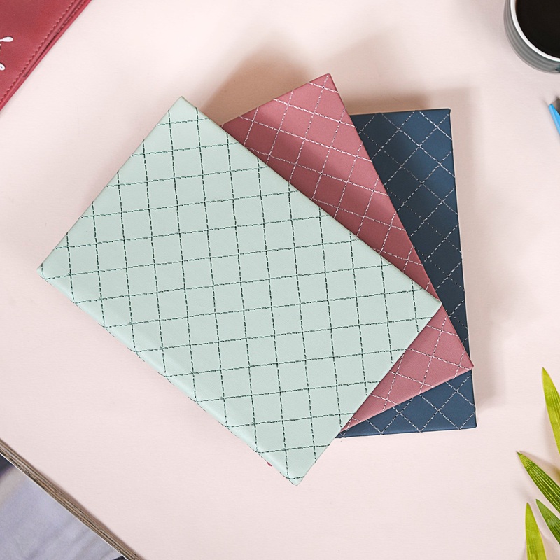 Set Of 3 Quilted Faux Leather A5 Notebooks