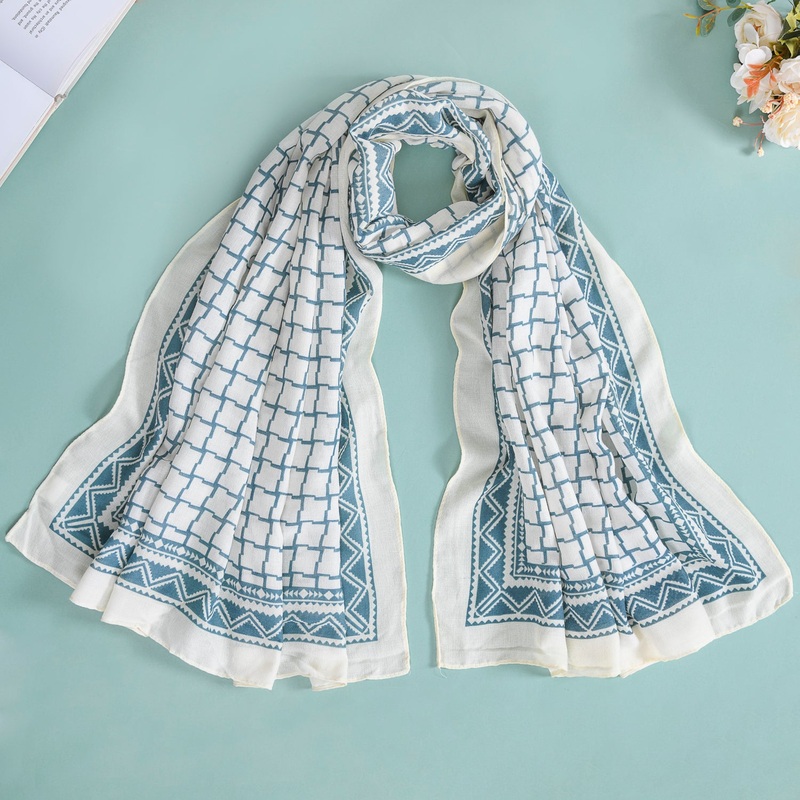 Teal Checkered Lightweight Scarf