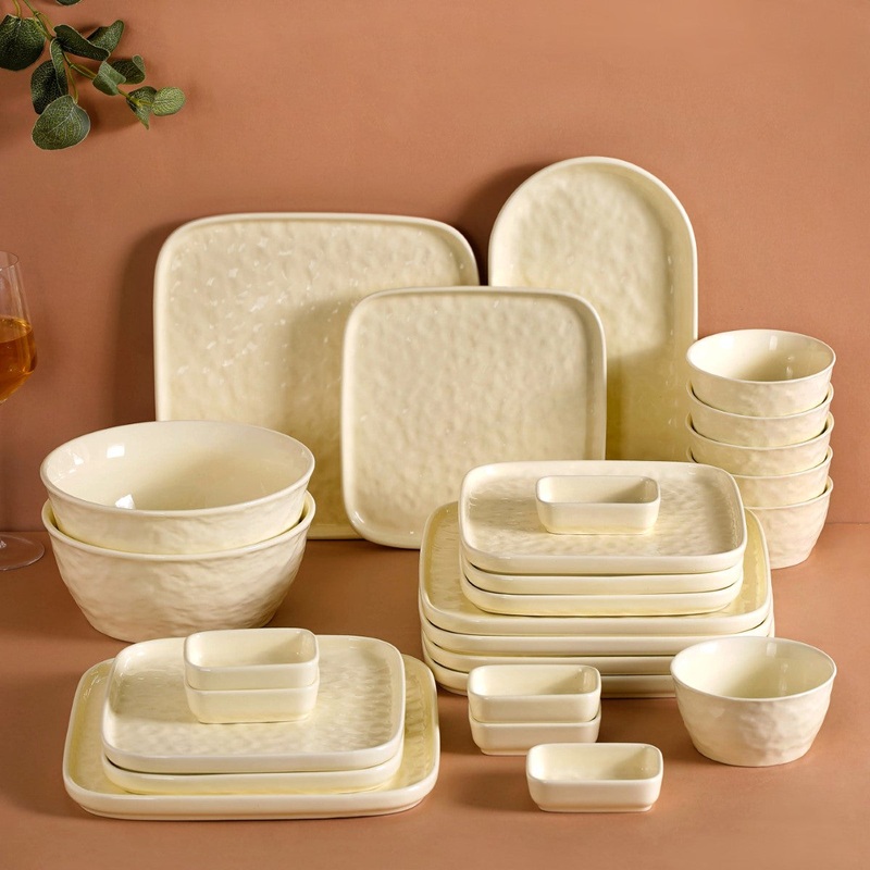 Vanilla White 27-Piece Ceramic Dinnerware Set For 6