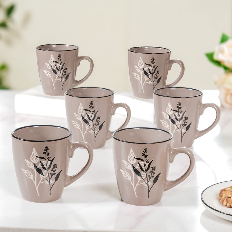 Modern Mug Set of 6 Taupe 250ml