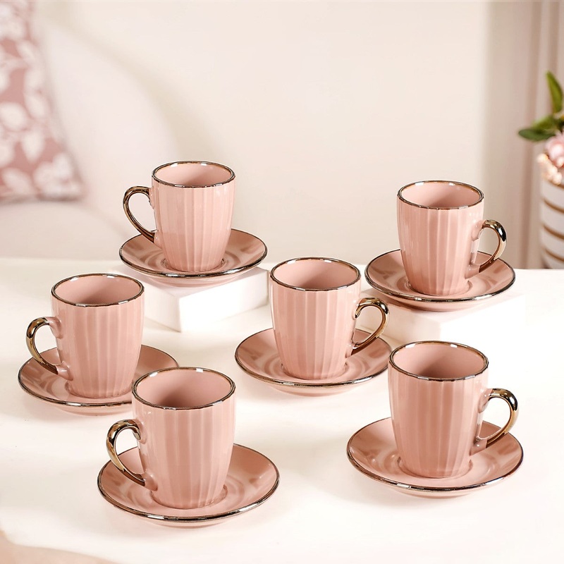 Nori Cup and Saucer Set Of 6 Champagne Pink 250ml