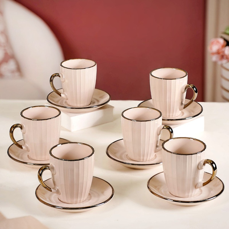 Nori Cup And Saucer Set Of 6 Linen White 250ml