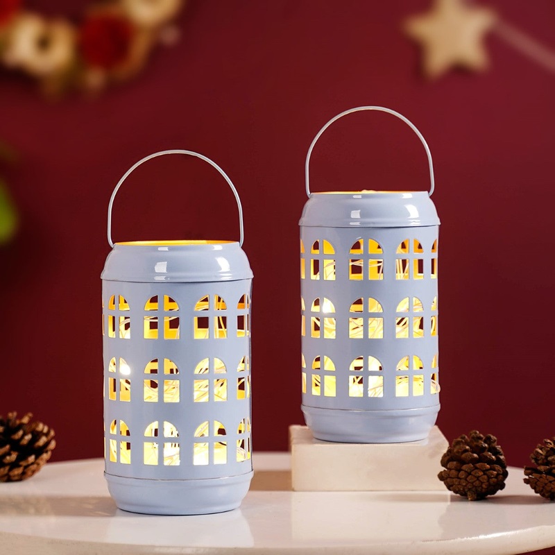 Powder Blue Metal Votive Candle Holder Set of 2