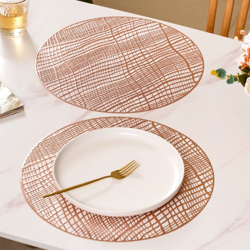Rose Gold Designer Round Table Mat Set Of 6