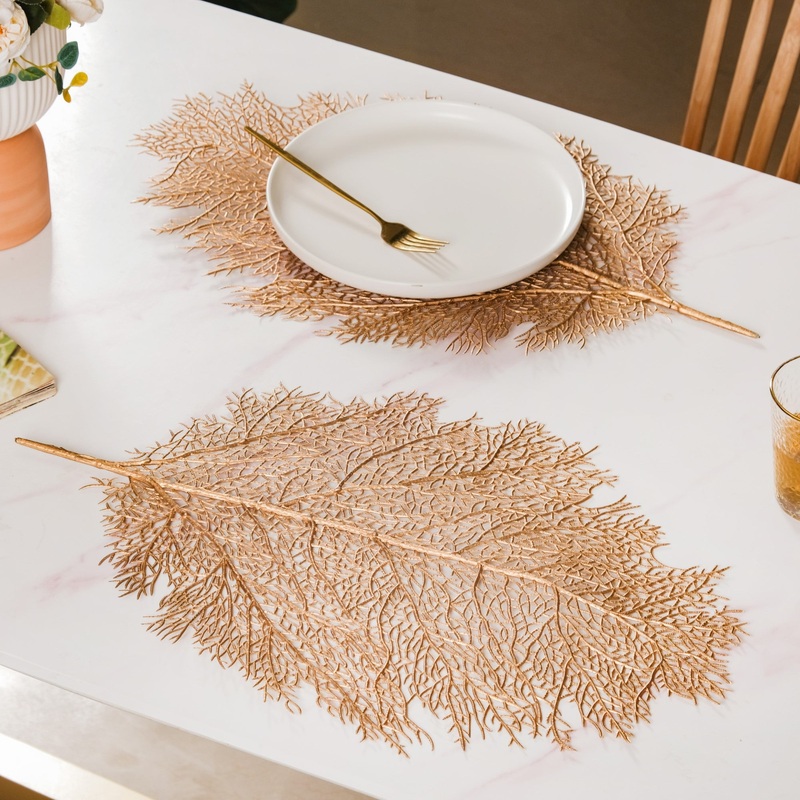 Rose Gold Leaf Table Mat Set Of 6