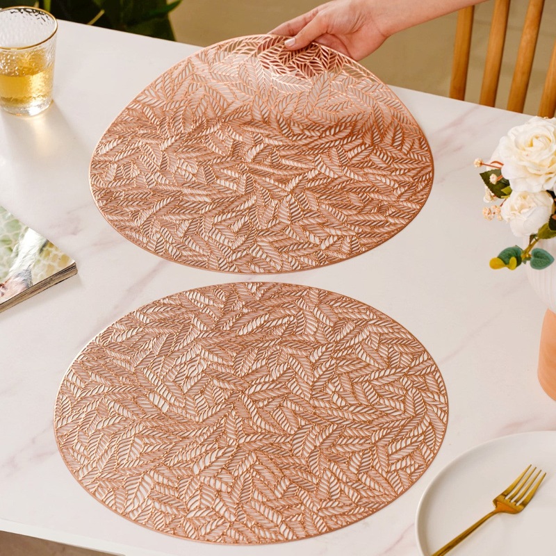 Round Rose Gold Cutwork Table Mat Set Of 6