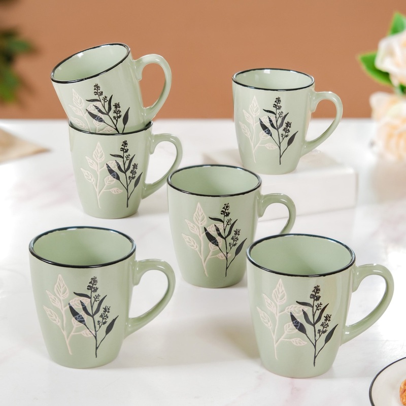 Sage Green Hygge Coffee Mug Set of 6 250ml
