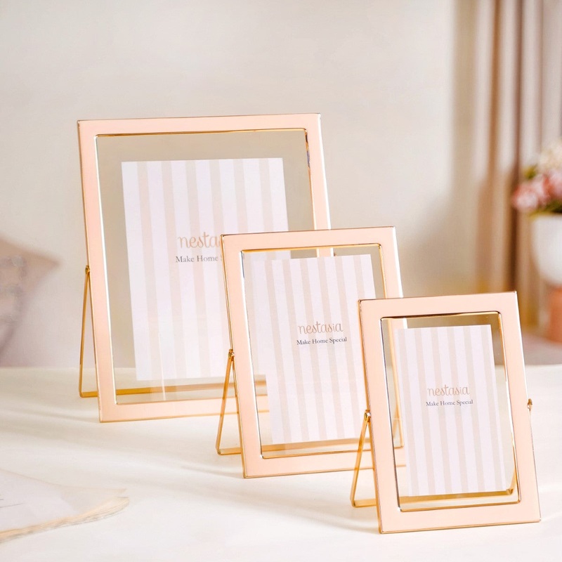 Set Of 3 Luxury Tabletop Photo Frames Peach