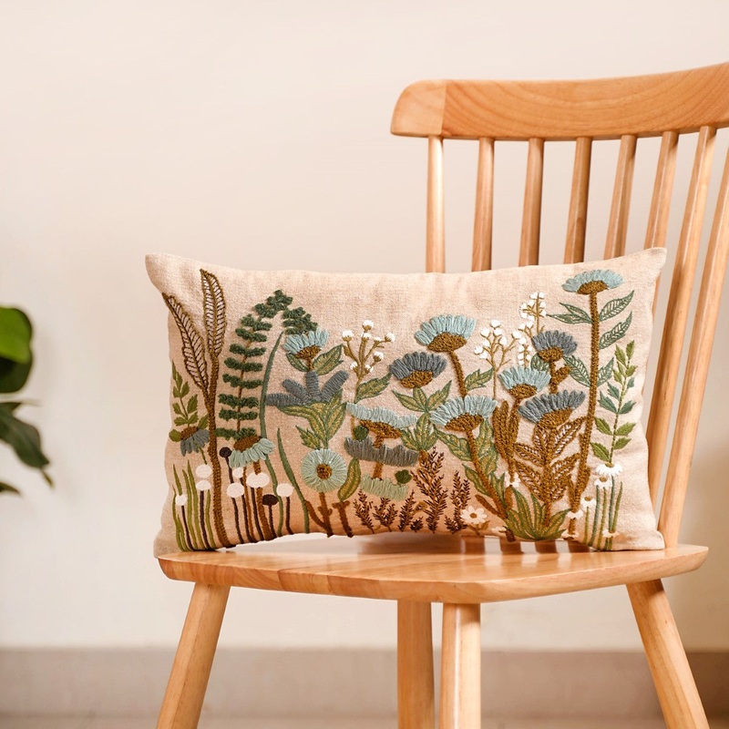 Blossom Delight Throw Cushion Cover 20x12 Inch
