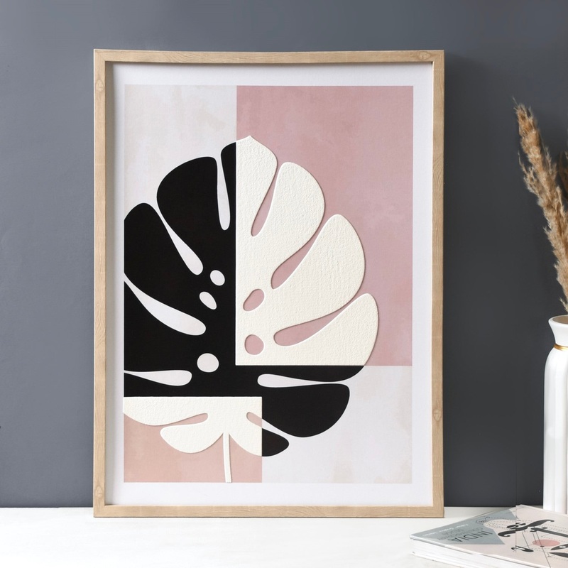 Contemporary Style Monstera Leaf Wall Art 23x17 Inch