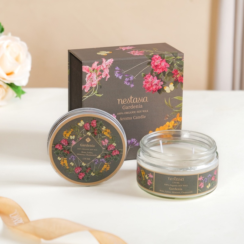 Gardenia Scented Two Wick Candle Glass Jar 170ml