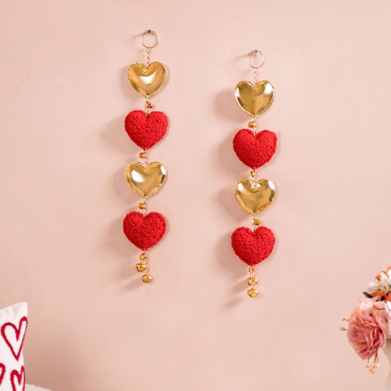 Heart Shaped Wall Hanging Red Set Of 2 17 Inch